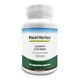 Real Herbs Slippery Elm Bark Extract-Derived from 7000mg of Slippery Elm Bark with 10:1 Extract Strength- Soothes Soreness of Mucous Membranes, Antioxidant Skin Health Support–50 Vegetarian Capsules