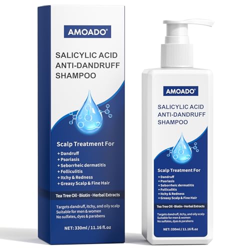 Anti-Schuppen-Shampoo mit Salicylsäure und Teebaumöl, bekämpft Schuppen, beruhigt juckende und gerötete Kopfhaut, wirkt gegen fettige Kopfhaut und Pickelchen für Männer und Frauen, 330 ml