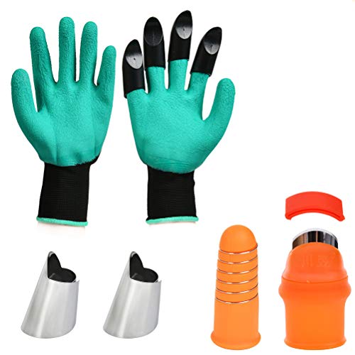 Preisvergleich Produktbild IDEALEBEN 5 Set Silikon Daumenmesser, Garten Geschenke Gartengrabhandschuhe Werkzeuge,schnittfester verstellbarer Nussschäler als Geschenk Gartengeschenke (kleines Silikon-Daumenmesser, rechte Kralle)