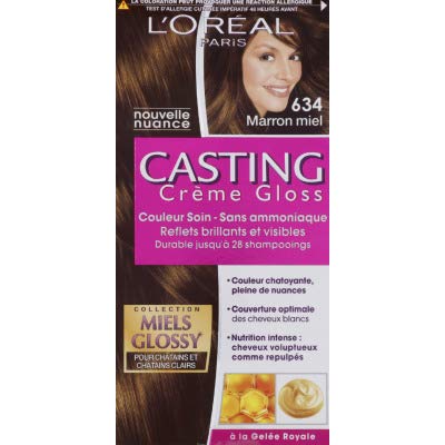 L 'Oreal – Coloración – Casting Crème Gloss – Couleurs Chatain et foncé – 634 _ Marron Miel