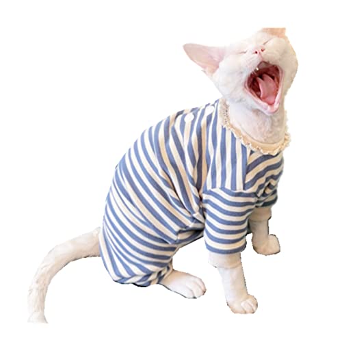 HCYD Ropa de Gato Ropa de algodón Suave Cachorro Gatito Ropa de Abrigo para el hogar Sphynx Gato sin Pelo Siamés Británico de Pelo Corto,Azul,SG Cover