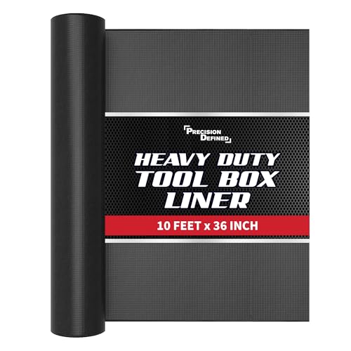Image of PD Tool Box Drawer Liner 10 ft x 36 in Black Thick Non-Slip Cabinet Mat | Professional Grade Shelf Liner And Toolbox Drawer Liner, Thick And Non-slip, Built To Protect Cabinets And Drawers Long-term