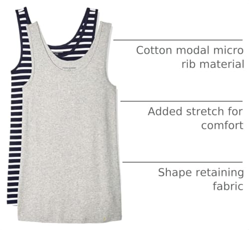 Image of Amazon Essentials Women's Slim-Fit Ribbed Scoop Neck Tank Tops, Pack of 2