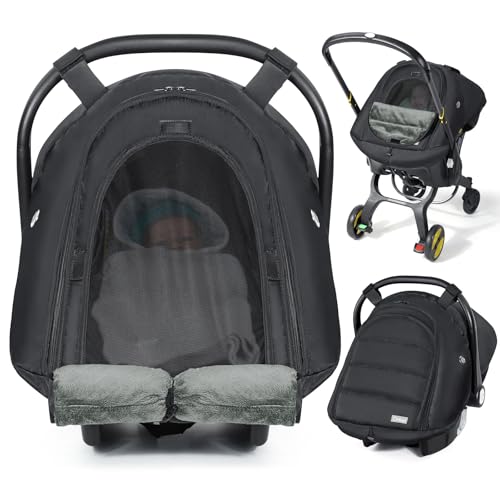 Image of Orzbow Winter Car Seat Cover Baby | Waterproof Infant Carseat Cover Compatible with Doona Car Seats and Strollers, Breathable Baby Carseat Canopy, Baby Winter Essentials, Black