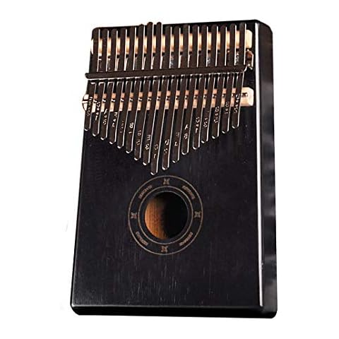 Kalimba 17 Keys Thumb Paino Made By Solid Mahogany with Study Instruction and Tune Hammer, Portable Mbira Sanza African Wood Finger Piano (black) Cover