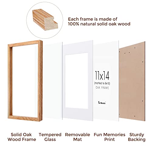 11X14 Picture Frame, 11 X 14 Solid Oak Wood Picture Frame With Real Glass, 11"X14" Wood Frames For Wall Display 8X10 Picture With Mat Or 11X14 Picture Without Mat, 11X14 Poster Frame Art Frame #TOP2