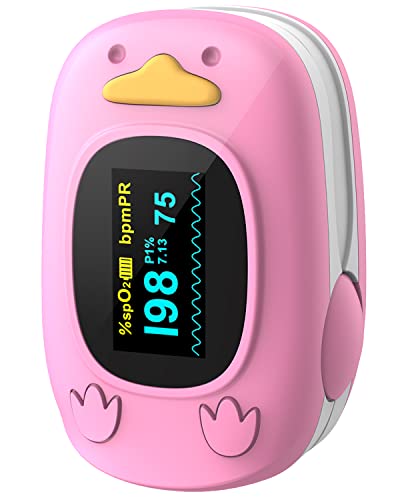 Image of Pulse Oximeter Fingertip, Oxygen Monitor for Kids Children HealthTree Blood Oxygen Saturation Heart Rate Monitor with Large Display, Included with 2 AAA Battery, Automatic Shut-Down