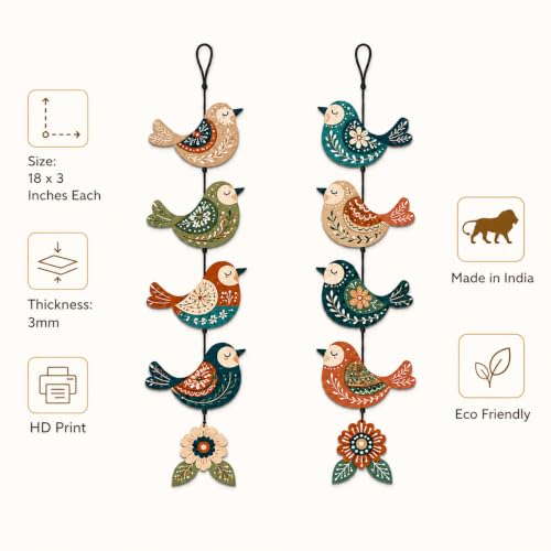 Image of Zesta Wooden Wall Hanging Decorative Items /Hanging Home Wall Decor Items /MDF Decoration Items for Home /Cute Wall Art For Living Room /Home Decor Items Living Room (Birds Toran 2)