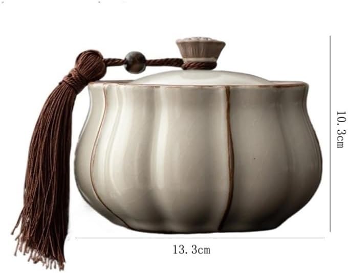 Tea Container Ceramic Tea Canister Household Chinese Ancient Style Storage Tin For, Coffee, Herb, Sugar, Spice