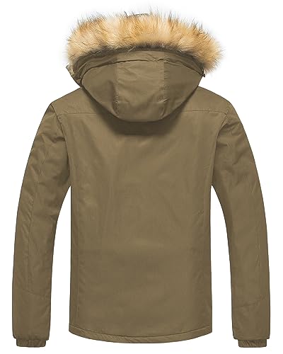 Image of Pursky Men's Waterproof Ski Jacket Winter Snow Coats Fur Hooded Raincoats Parka