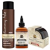 Sunny Isle JBCO 2-N-1 Hair & Beard Wash Formulated for Men 12oz with Beard Oil and Pomade 4oz Set