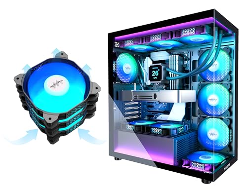 Gabinete para PC MUSETEX K2 ATX con 7 ventiladores ARGB PWM preinstalados, sistema de refrigeración avanzado, iluminación ARGB, color negro