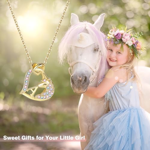 Unicorn Gifts for Girls Necklace Decorations - Birthday Personalized Gifts Unicorn Necklace for Girls Heart Pendant Kiss Initial CZ Necklace Classic Unicorns Jewelry Gifts for Girls Fashion2