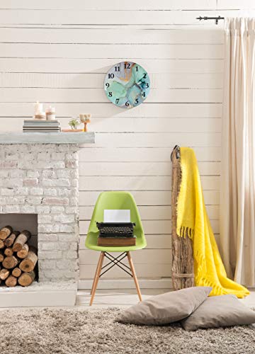 Britimes Round Wall Clock Silent Non-Ticking Clock 10 Inch, Vintage Farmhouse Wood Home Decor For For Living Room, Kitchen, Bedroom, And Office, Turquoise Marble #TOP1