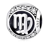 925 Silver Round Doce Constellation Series Leo Bead Fit Jewelry, Virgo,
