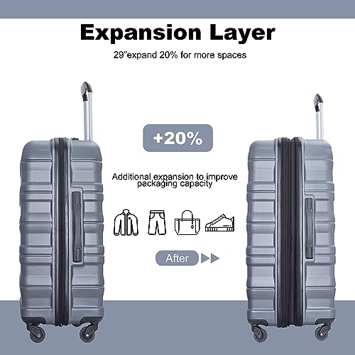 Travelhouse 3-Piece Wear-Resistant Hard Shell Spinner Suitcase Set with TSA Lock, Clear, 20/24/28 inches2