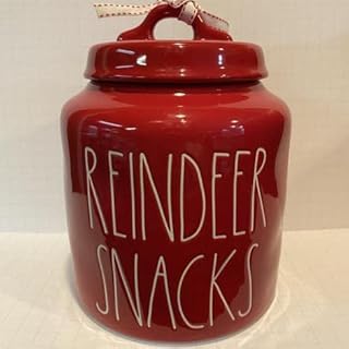 Rae Dunn REINDEER SNACK Canister RED -Christmas - Ceramic