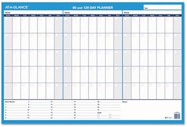 At-A-Glance PM23928 90/120-Day Undated Horizontal Erasable Wall Planner 36 x 24 White/Blue