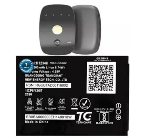 Image of Original H12348 Battery for Jio WiFi Dongle /Airtel WiFi / M2S Fi 2 / Wireless Router 4g FI2 / M2 hot spot Battery with 1 Year Warranty****(RR299)