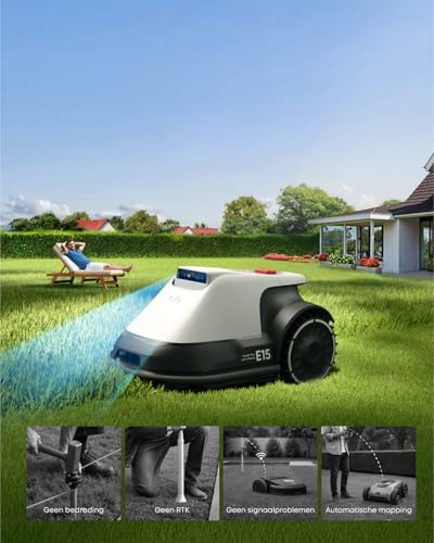 eufy E15 Robotmaaier zonder grenskabel, geen signaaluitval, geen RTK, TrueVision-technologie, slimme navigatie, tuin tot 800 m², nauwkeurig maaien, obstakelvermijding, app-bediening - Afbeelding 4