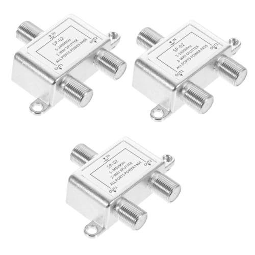 Hoement 3pcs Coax Splitter for Satellite Cable Dual Output Easy Installation Compatible for Cable Tv and High-speed Connections