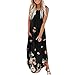XRDSHY Équipage D'été pour Femmes Coure De Manche Décontracté Maxi Longue Robe Plage Plage De Style Boho Robe Bohemienne Longue Robes Cocktails, Black 3-M
