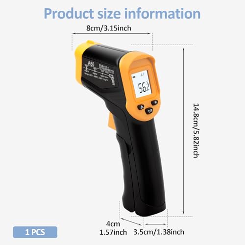 Infrarot-Thermometer -50-600°C luftfahrttauglichen Schutzsystems wechselt Laser Thermometer Ultra Präzise Energiesparend Laser-Temperaturpistole Laser Temperaturmessgerät Digitales