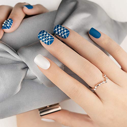 Muse&Co Stick-On Gel 24 Nails, Satin Navy