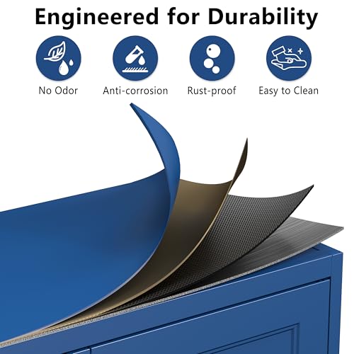 Image of Polup Kitchen Pantry Cabinet, 71 Inch Tall Metal Pantry Cabinet with Doors and Adjustable Shelves, Freestanding Food Cupboard, Storage Cabinets for Dining, Living Room, Navy Blue, Assemble Required