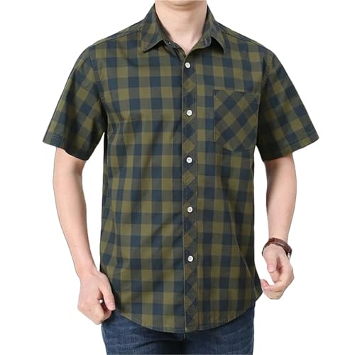 Chemise homme à manches courtes en coton vert pour un été décontracté chic