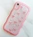 Qokey for iPhone XR Case, Glitter Star & Curved Edge Handle Grip Design, Military-Grade Shockproof Clear TPU Cover, Sparkle Protection Scratch-Resistant, Holographic Pink Bow