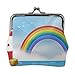 ZUNPNG Cartoon Regenbogen Meer Leuchtturm Möwe Schnalle Leder Münzgeldbörsen Vintage Beutel Kiss Lock Kleingeld Geldbörse Mini Geldbörsen für Frauen Mädchen