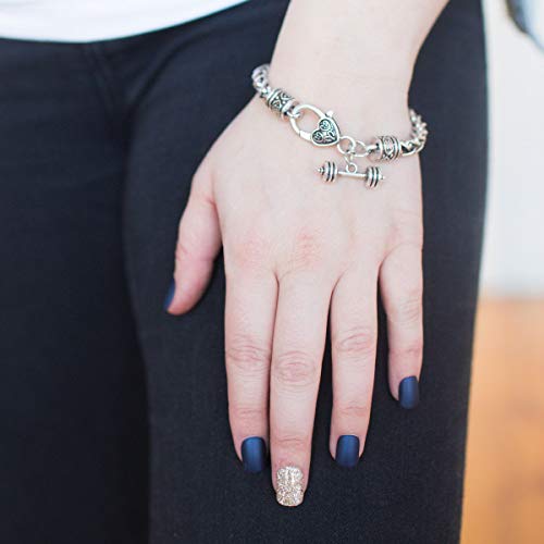 Inspired Silver - Petite Dumbbell Bar Braided Bracelet For Women - Silver Customized Charm Bracelet With Cubic Zirconia Jewelry #TOP2