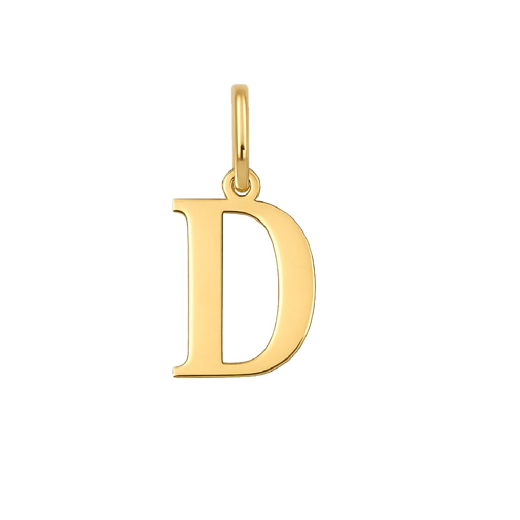 Rodium – Buchstabenanhänger D aus 585er Gelbgold – 14-Karat-Initialen-Anhänger für Halskette oder Armband – Geschenk für Frauen – hergestellt in Italien