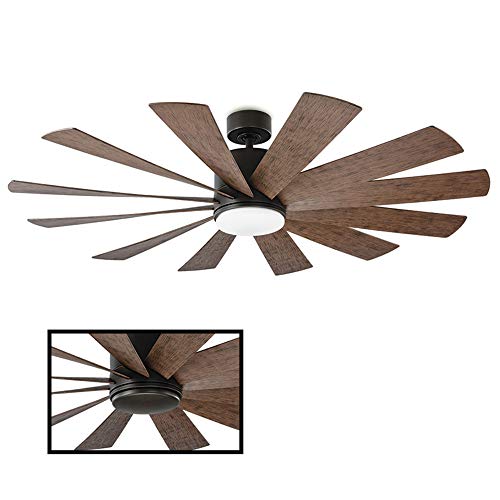 Windflower Smart Indoor And Outdoor 12-Blade Ceiling Fan 60In Oil Rubbed Bronze/Dark Walnut With 3000K Led Light Kit And Wall Control Works With Alexa, Google Assistant, Samsung Things, And Ios Or Android App #TOP2
