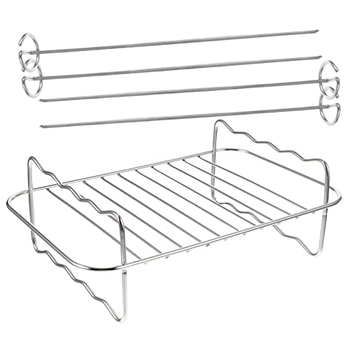 NUOBESTY Air Fryer Rack Durable Stainless Steel Grill Rack for Air Fryer Cooking Heat Resistant and Easy to Clean Multifunctional Toasting and Steaming Accessory Kitchen Tool for Barbecue