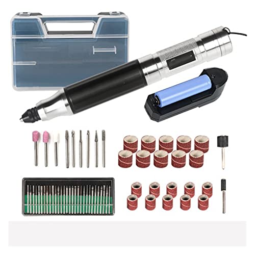 QAIXAG Cordless Multi Tool Mini Electric Drill For Accessories Electric Tool Engraving Pen Cutting Polishing Rotary Tool (Color : Silver, Size : Set 4)