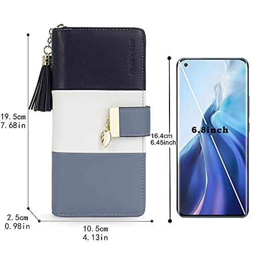 Image of RFID Wallets for Women with Multiple Card Slots and Cellphone Compartment, Womens Wallet (bule /white /blue)