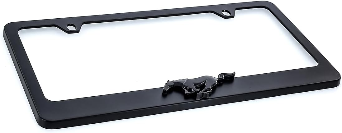 Ford Mustang Metal License Frame Tag Holder with 3D Emblem