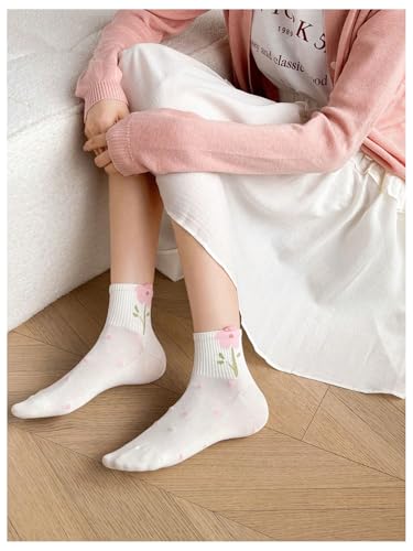 Image of Verdusa Women's 5 Pairs Bow Lace Ruffle Ankle Socks