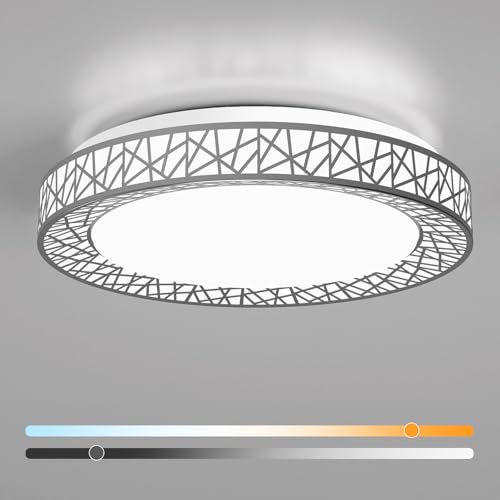 Lightania 18 Inch Flush Mount Ceiling Light, Modern Brushed Nickel