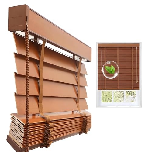 Persianas de Privacidad Cortinas Venecianas, Persianas de Madera, Estores De Parasol Oscuridad Total, Personalizado Cortinas 45 65 85 135 145 160 cm para Hogar Cocina Habitación(Walnut)