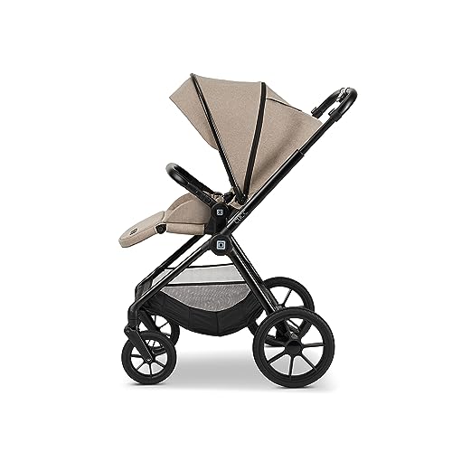MOON 2 in 1 Kombi-Kinderwagen CLICC, Mud/Melange, mit Wanne und Sportwagen Sitz, bis 22 kg, faltbar mit Sportsitz, inkl. Wickeltasche, Fußsack, Regenschutz und Adapter, Kollektion 2024