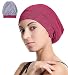 Slap Night Cap Sleep Hat Beanie - Burgundy Wine Red Women Organic Bamboo Satin Silk Lined Bonnet Summer Scarf Hair Cover for Lady Lightweight Light Thin Jersey Chemo，Gifts for Women