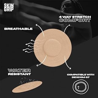 Skin Grip Adhesive Patches Compatible with Dexcom G7 & Stelo CGM – Waterproof & Sweatproof Cover for Continuous Glucose Monitor Sensor, Stays Secure for 10-15 Days – 20 Pack, Tan