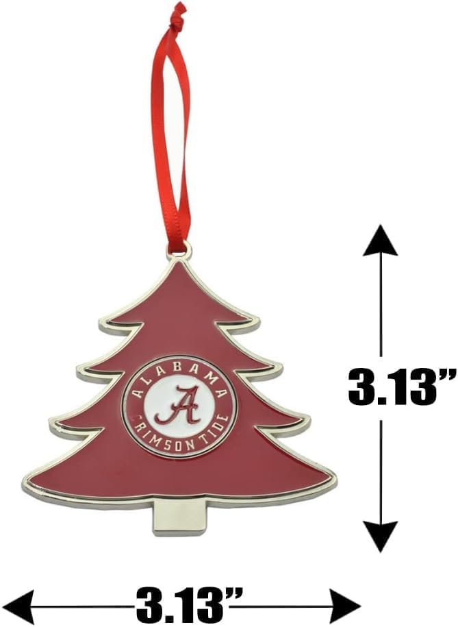 Alabama Crimson Tide Circle Logo Tree Shaped Metal Christmas Ornament - Image 2