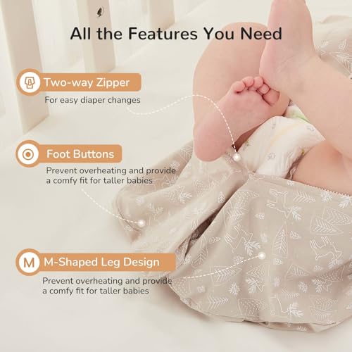 Image of Transition Swaddle Sleep Sack, 3-6 Months, 12-18 lb, 2-Way Zipper, Moisture-Wicking Fabric, Improves Sleep, Snug Fit (Jungle and Deer)