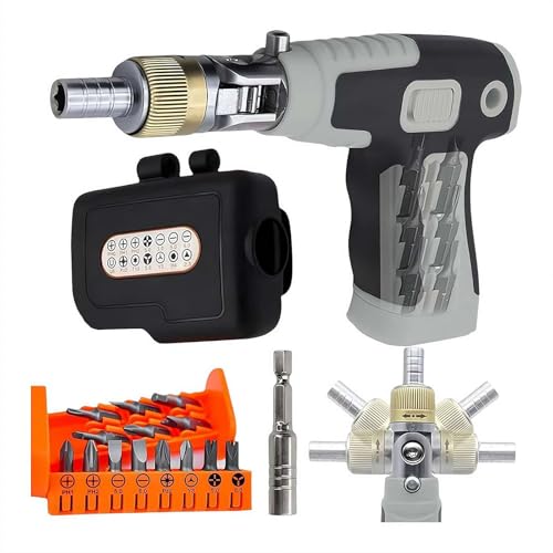 Juego de destornilladores múltiples, pistola de destornillador eléctrico multiángulo con broca magnética, juego de destornilladores de trinquete con 14 puntas de destornillador de varios tamaños,