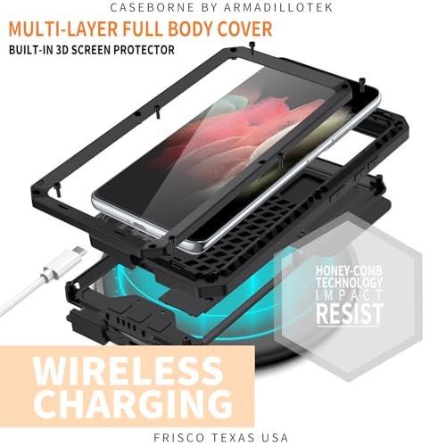 Coque Samsung S24 Plus noire antichoc métal et silicone rigide avec support intégré - 7