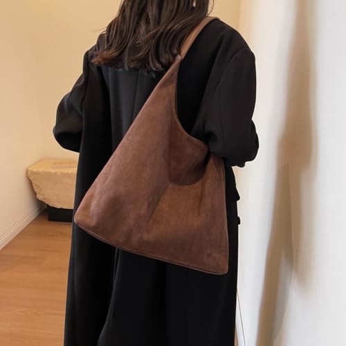 Image of Suede Tote Bags for Women Large Slouchy Bag Retro Suede Purse Soft Hobo Handbag Office Shoulder Bag